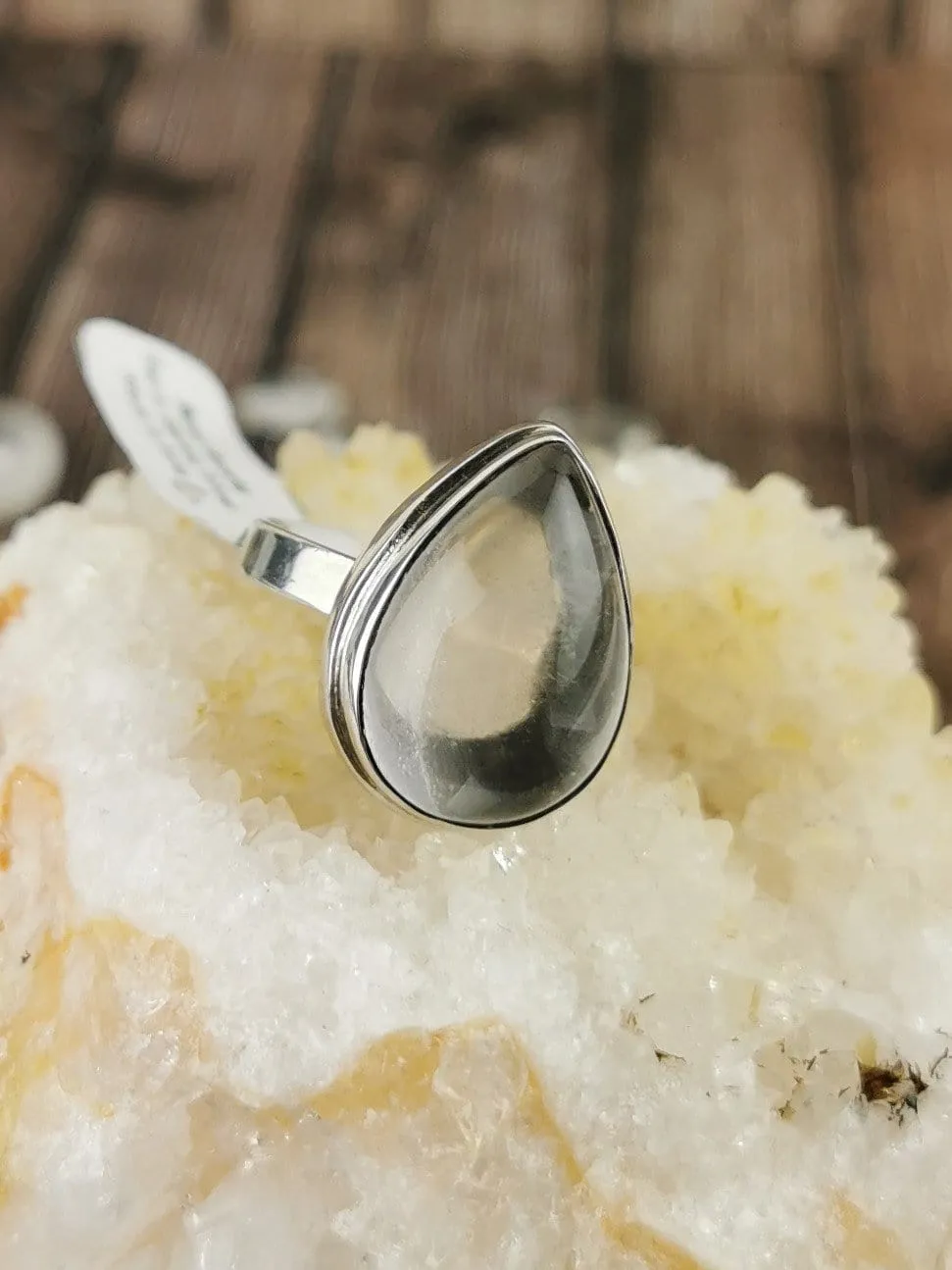 Big Teardrop Rose Quartz Ring Size 6.5