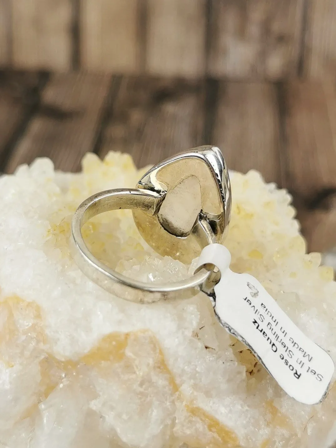 Big Teardrop Rose Quartz Ring Size 6.5