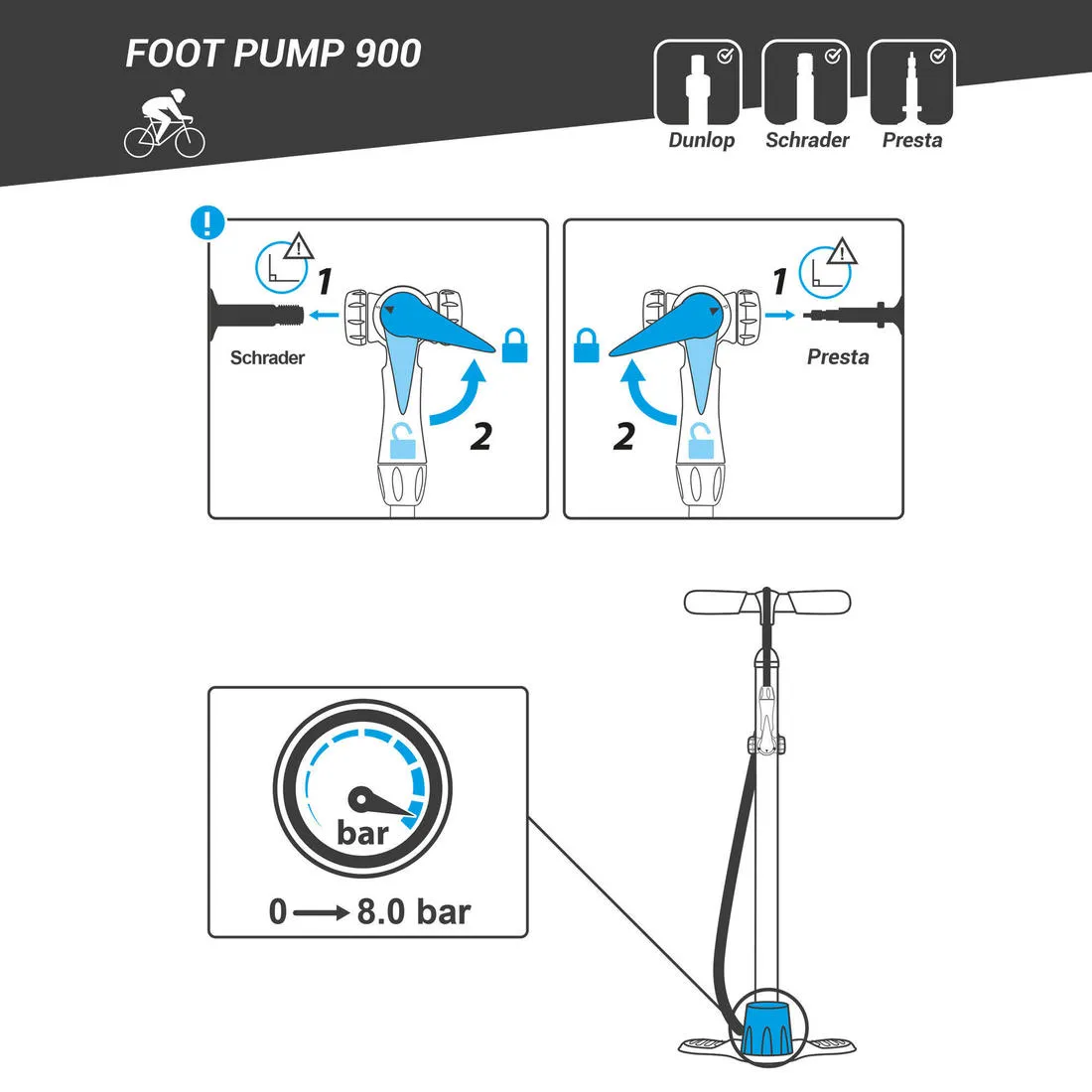 Bike Floor Pump 900 - Black