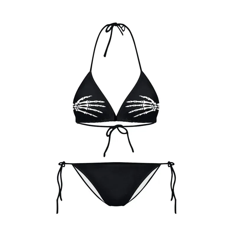 Bikini 2023 Plavky Mujer Sexy Set Swimsuit biquini Skull Printed Women Bra Swimwear Green Bathing Suit Bikinis  Y03002