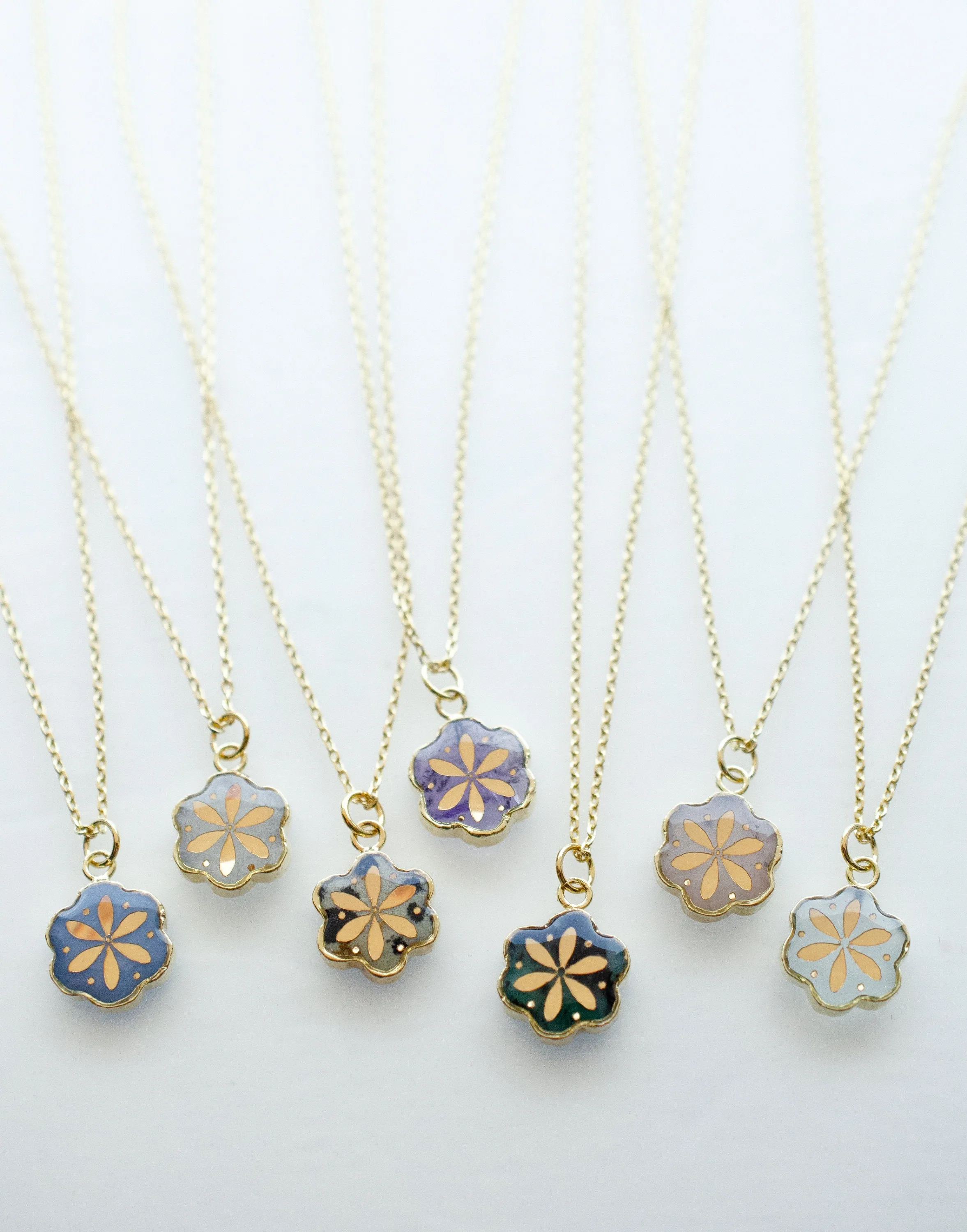 Birthstone Flower Necklace, Amethyst Necklace, Emerald Flower Necklace, Moonstone Necklace, layering Necklace, Dainty Flower Necklace