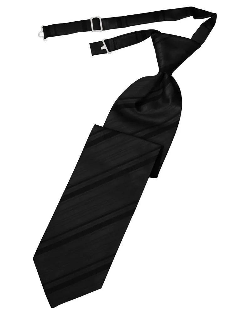 Black Striped Satin Necktie