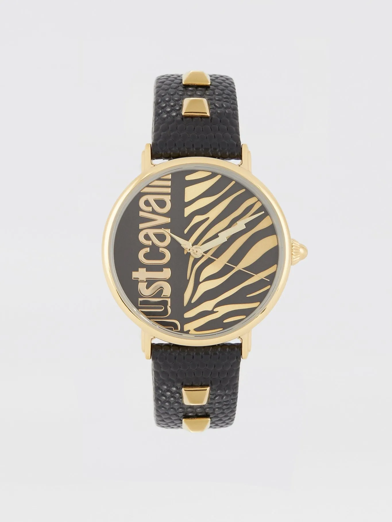 Black Zebra Effect Leather Watch