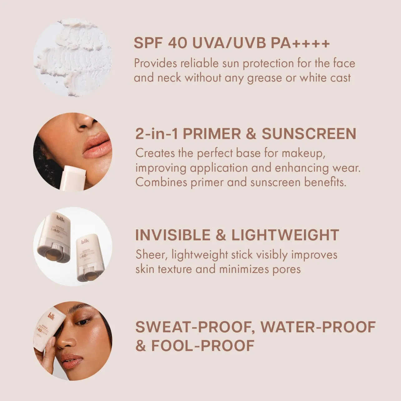 blk cosmetics Universal Sheer Sunscreen Primer Stick SPF40 UVA/UVB PA    