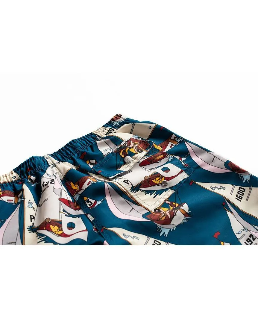 Blue Afternoon Sail Swim Trunk