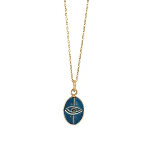 Blue Enamel Evil Eye Minimalist Gold Protective Necklace