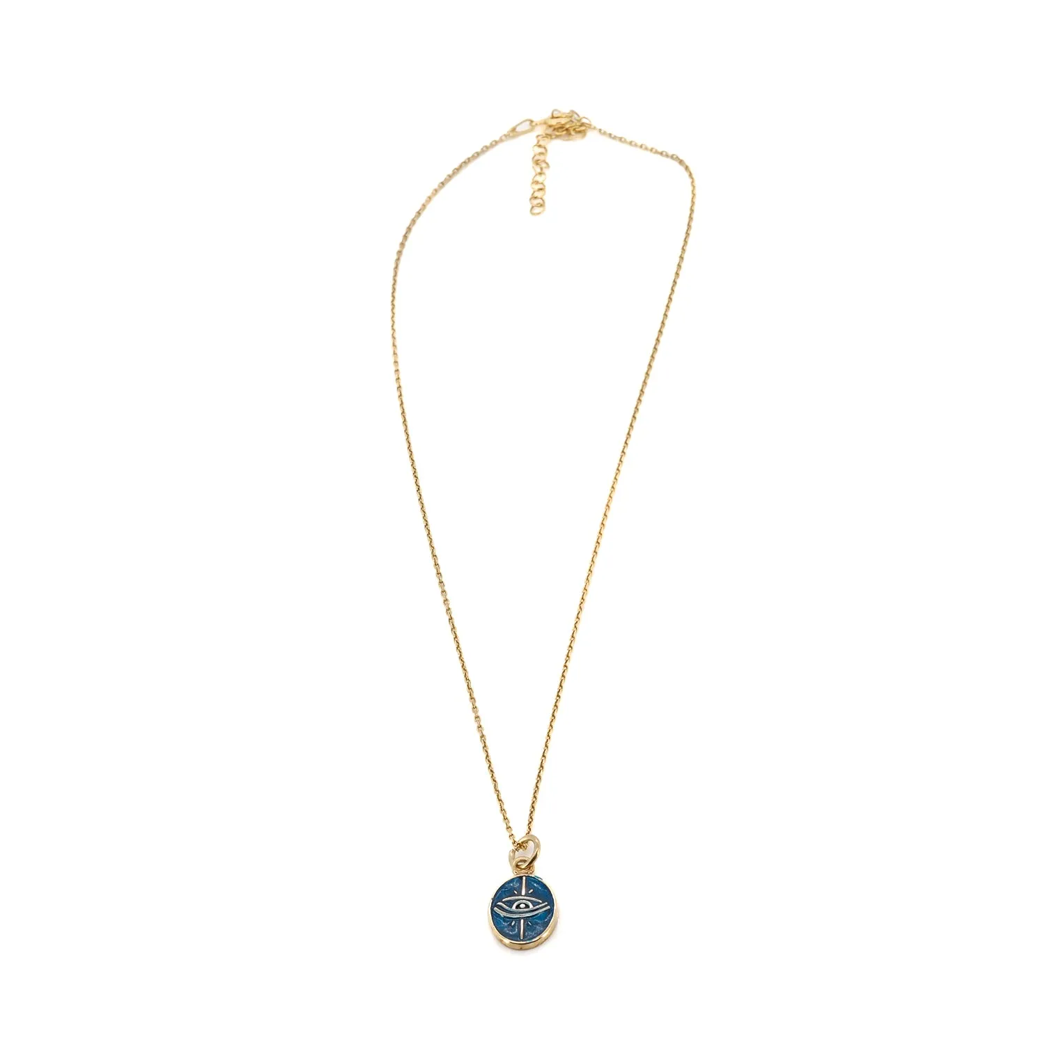 Blue Enamel Evil Eye Minimalist Gold Protective Necklace