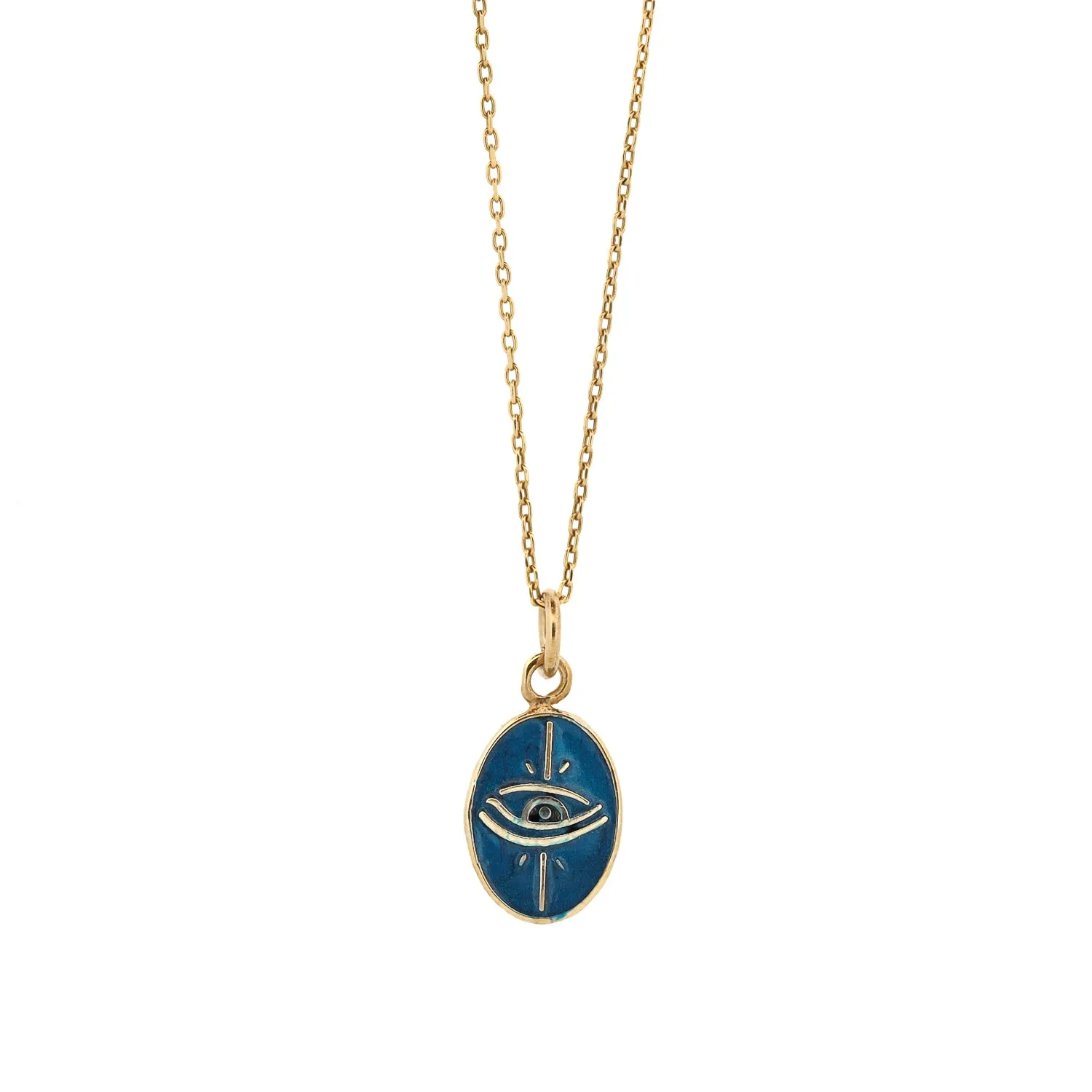 Blue Enamel Evil Eye Minimalist Gold Protective Necklace
