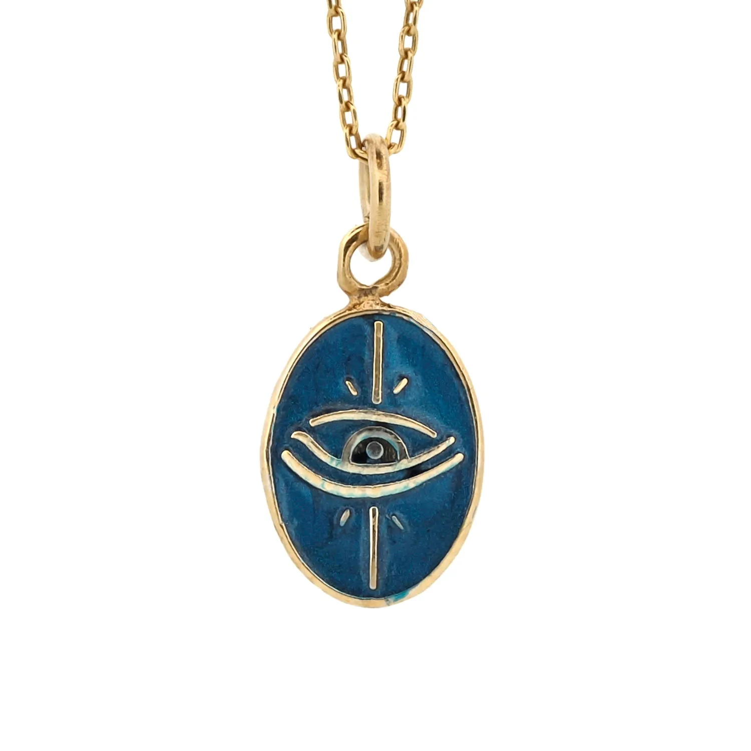 Blue Enamel Evil Eye Minimalist Gold Protective Necklace