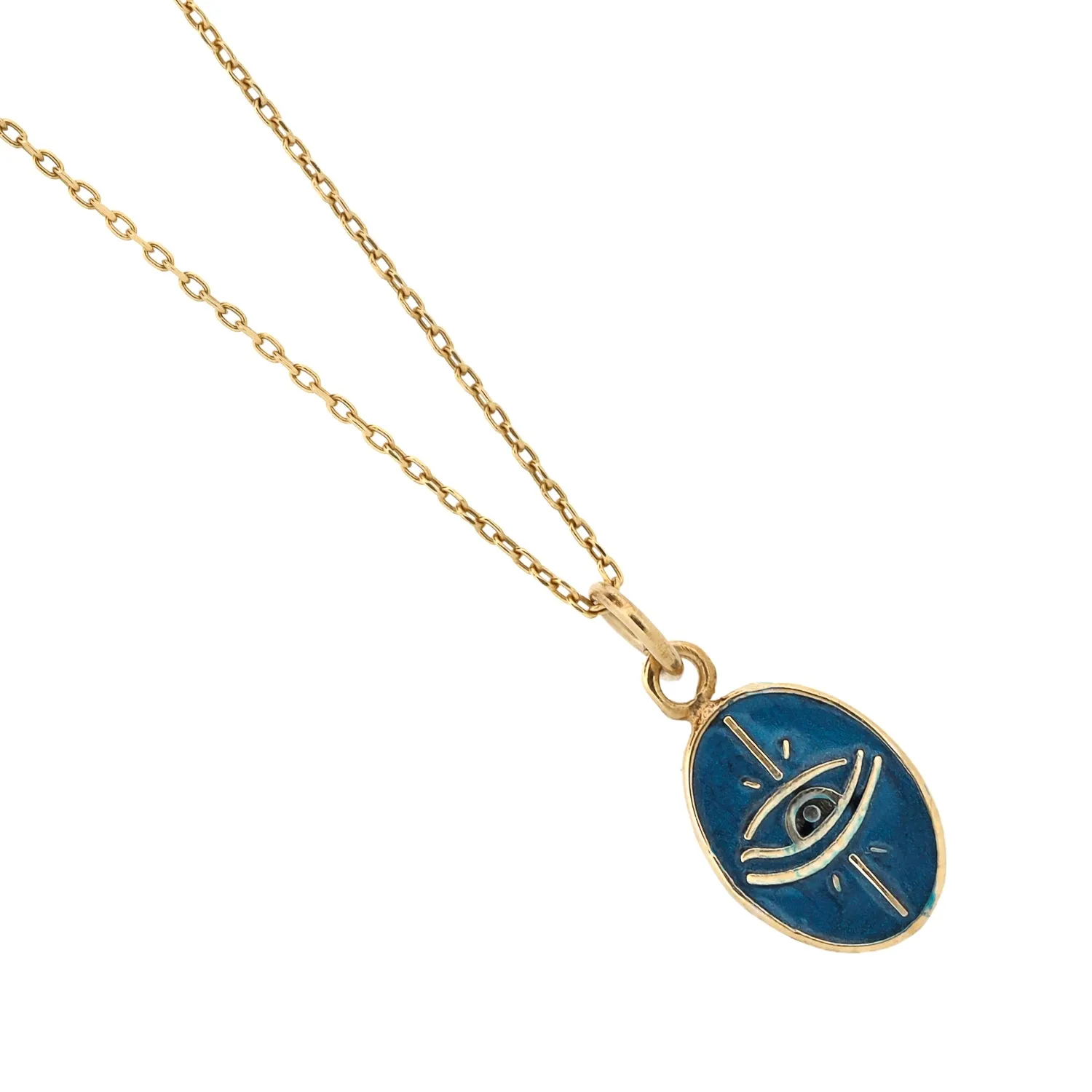 Blue Enamel Evil Eye Minimalist Gold Protective Necklace