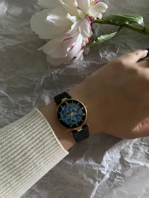 Blue Mosaic Dial & Gold tone Vintage Cardinal Watch