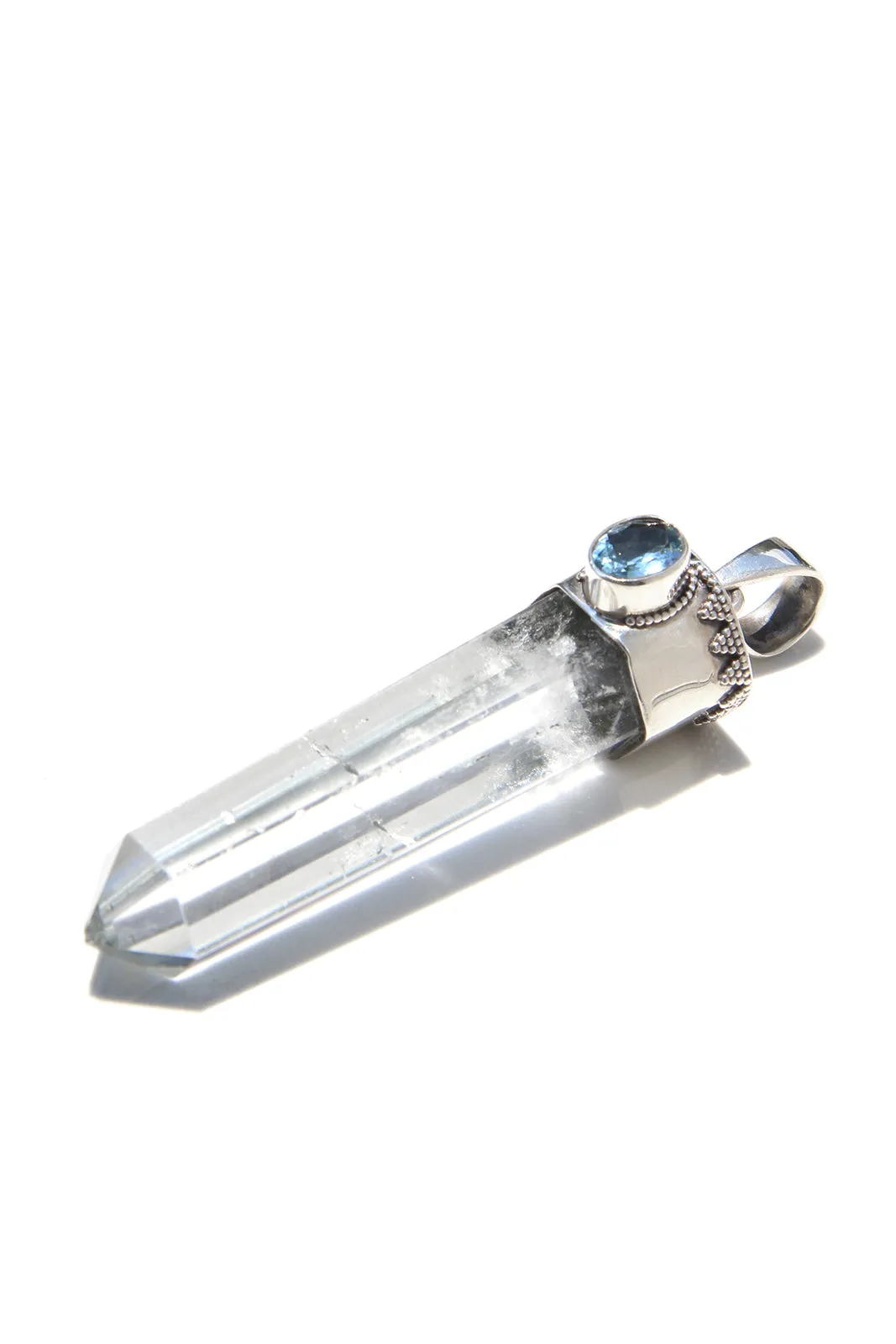 Blue Topaz and Quartz Crystal Pendant