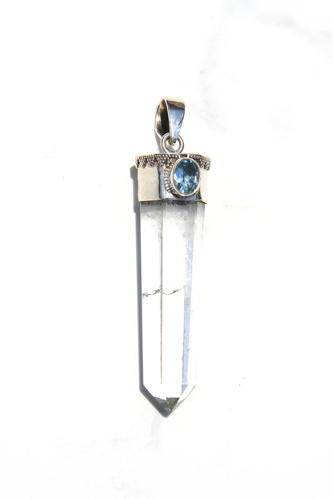 Blue Topaz and Quartz Crystal Pendant