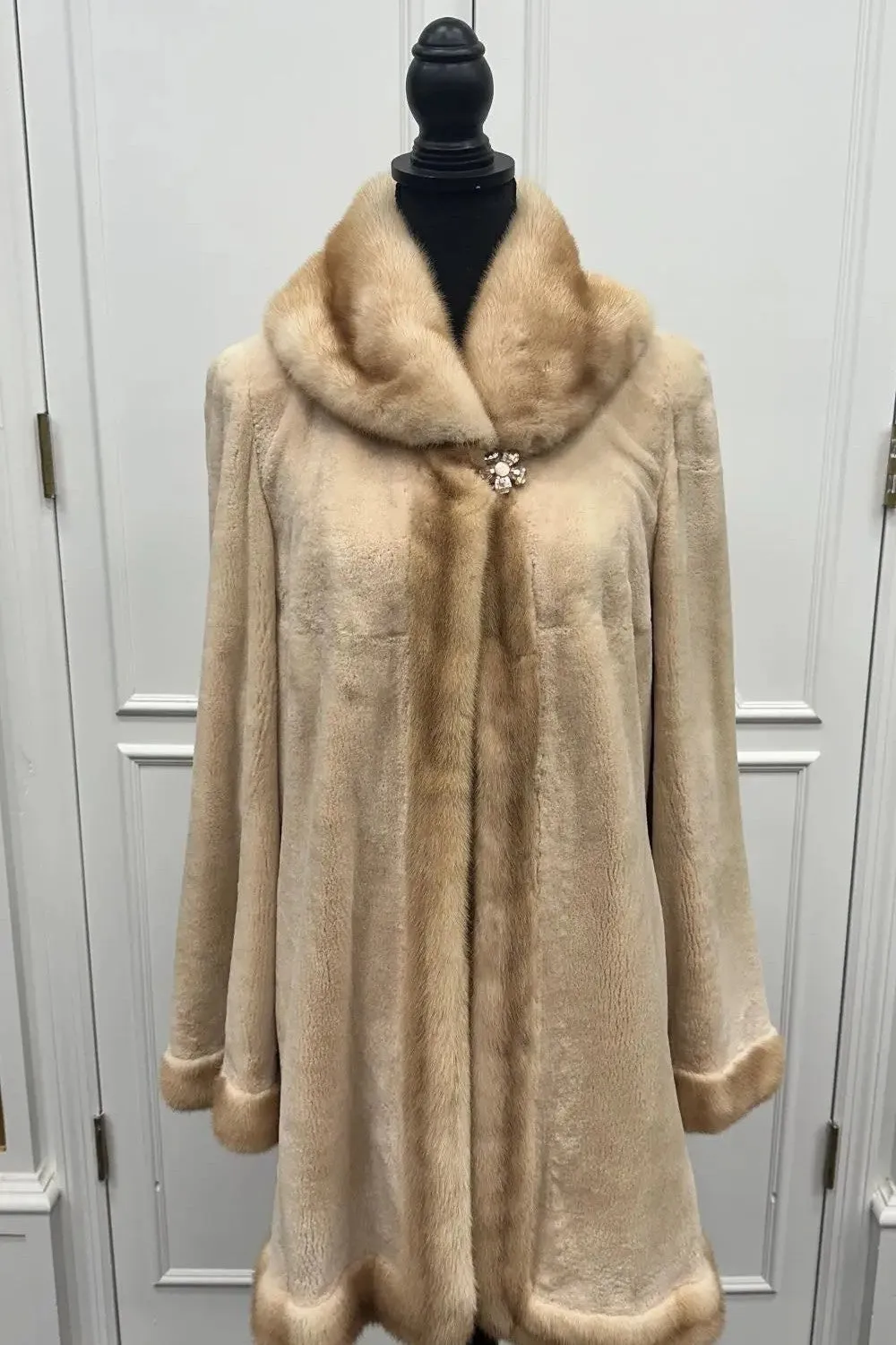 Blush Rose Sheared Mink 3/4 Coat