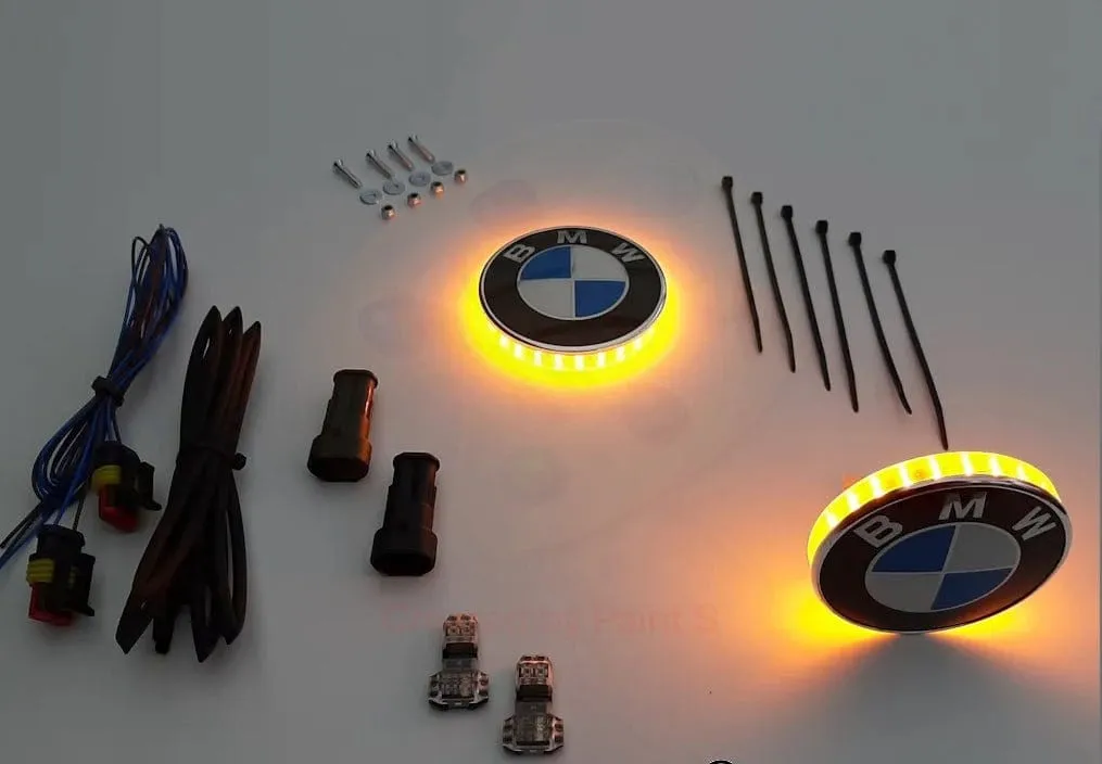 BMW embleem Led zijknipperlichten set 74mm met of zonder dagrijverlichting