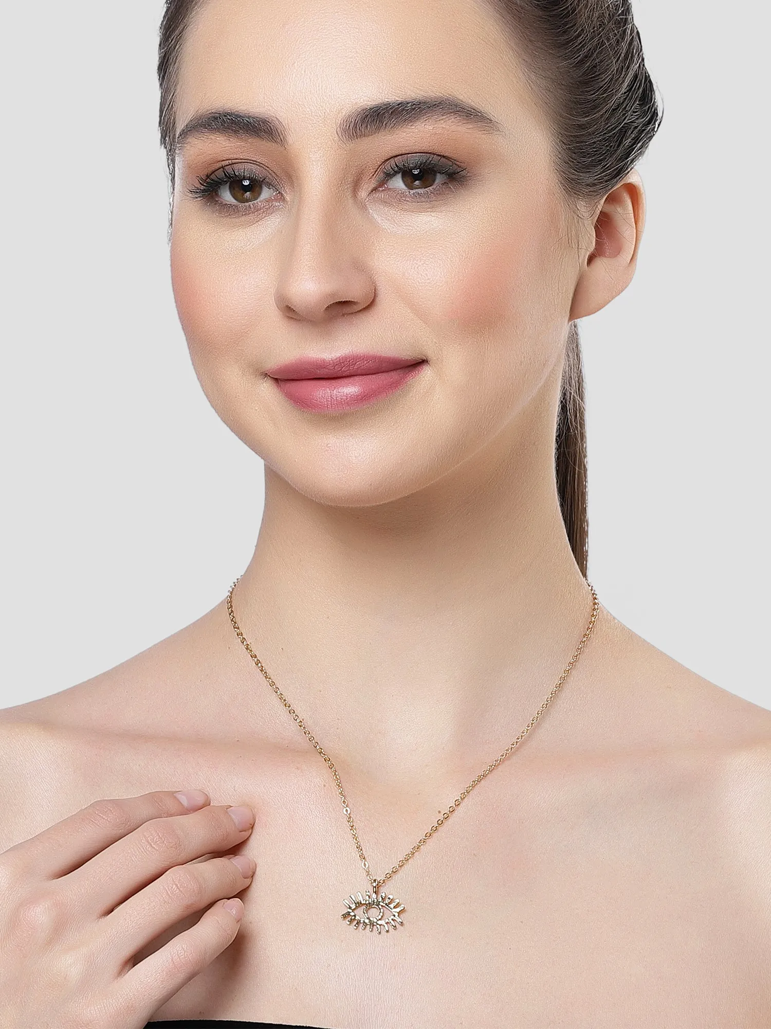 Bohey by KARATCART Gold Plated Evil Eye Protection Pendant for Women