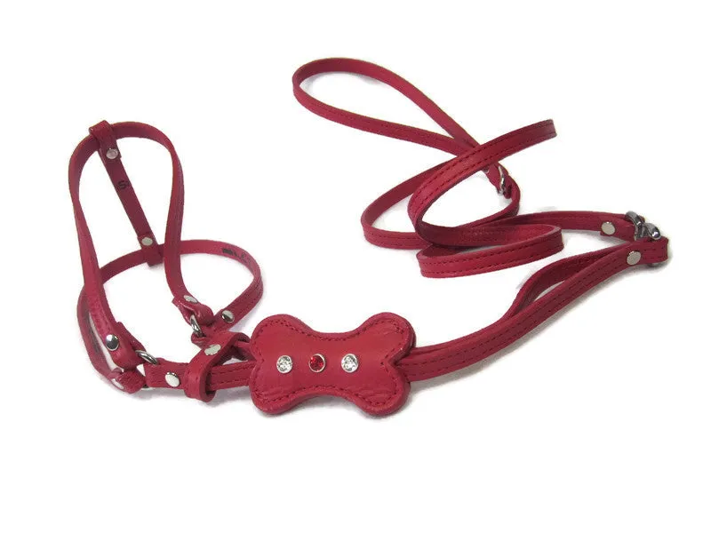 Bone All-In-One Dog Harness with Bone Slider and 3 Austrian Crystals