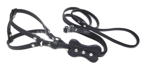 Bone All-In-One Dog Harness with Bone Slider and 3 Austrian Crystals