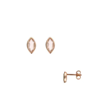 Boucles d'oreilles contre l'oreille - Or Rose, Quartz Rose (063444/X)