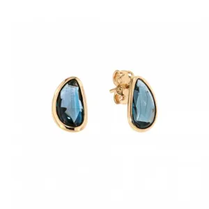 Boucles d'oreilles Peroni & Parise - Lacrima Or Jaune, Topaze London Blue (LAC/O03TL)