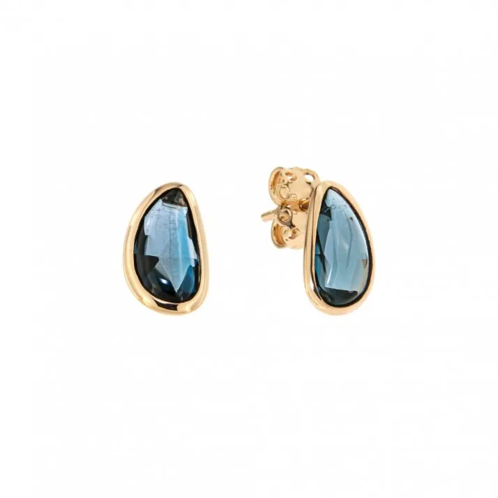 Boucles d'oreilles Peroni & Parise - Lacrima Or Jaune, Topaze London Blue (LAC/O03TL)