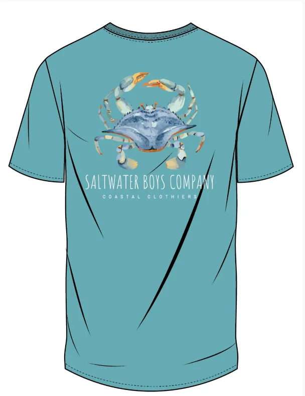 Boys Crab Short Sleeve Graphic Tee - Aqua