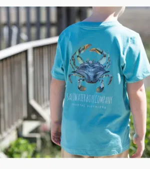 Boys Crab Short Sleeve Graphic Tee - Aqua