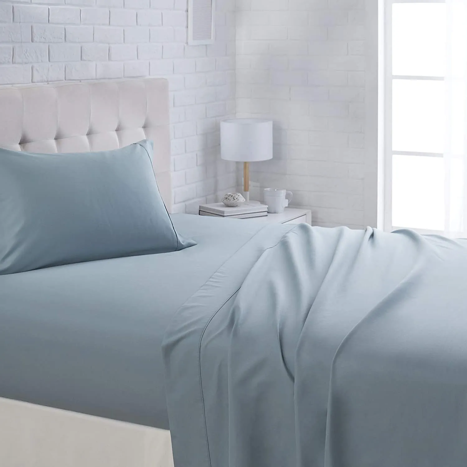 Brand new Hotel life 200 Thread Count 6 Piece Cotton Poly Deep Pocket Sheet Set, Spa Blue, King! Fits Mattresses up to 17"