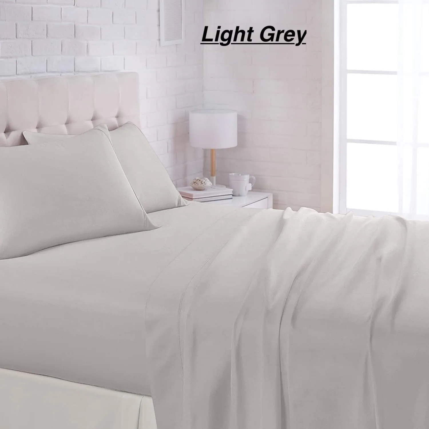 Brand new in package! Bamboo Comfort 1800 wrinkle free deep pocket 6 Piece sheet set in QUEEN, Light Grey! Fits Mattresses up to 16" Deep