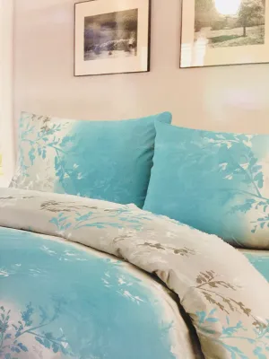 Brand new in package! Bamboo Essence 1800 wrinkle free deep pocket sheet set in Teal Grey/floral Print, Queen!!