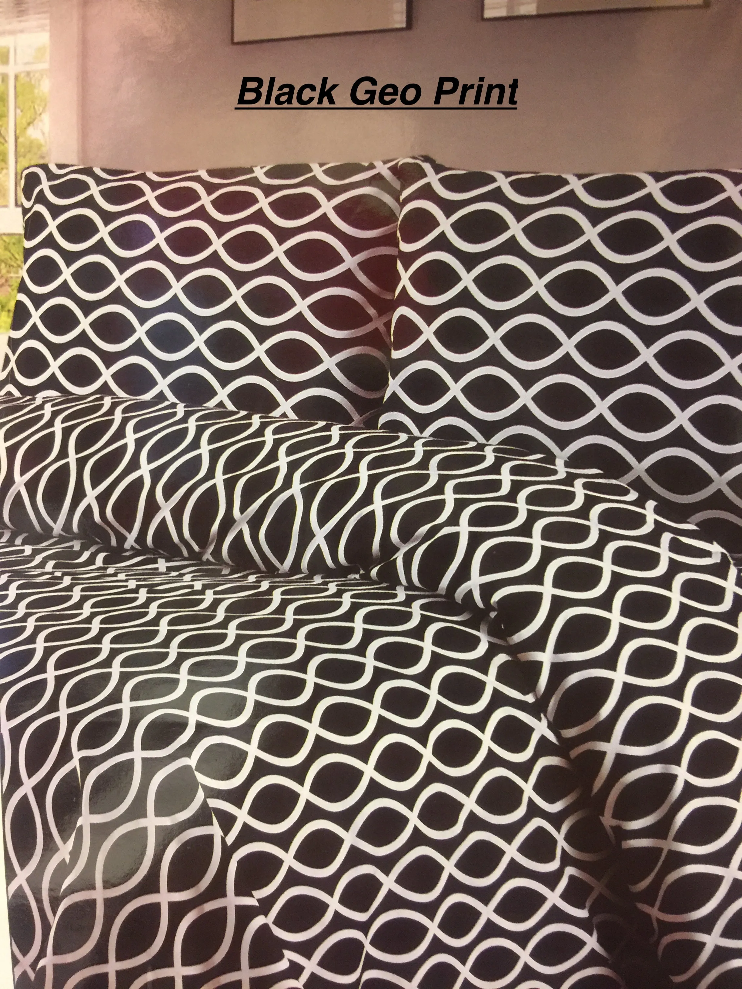 Brand new in package! Premier Bamboo Essence 3 Piece Deep Pocket Sheet set, Twin! Wrinkle, Fade & Stain Resistant! Black Geo Print!
