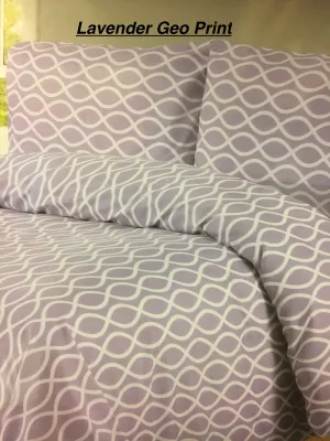 Brand new in package! Premier Bamboo Essence 3 Piece Deep Pocket Sheet set, Twin! Wrinkle, Fade & Stain Resistant! Lavender Geo Print!