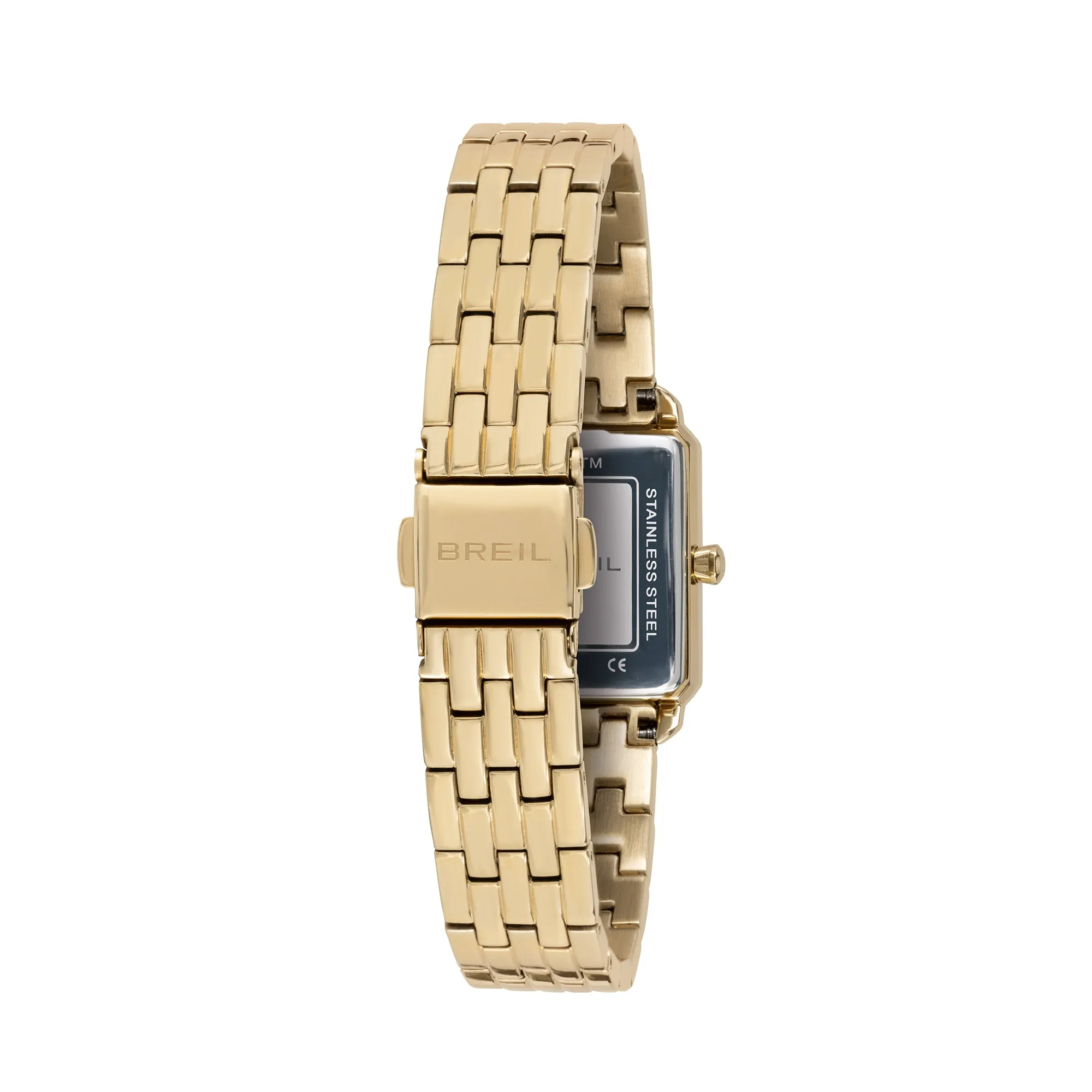 Breil Clock Carré 20x24mm White Quartz Steel Finish IP GOLD TW2078