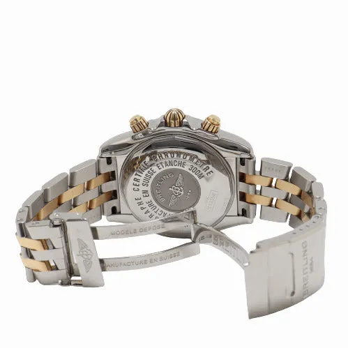 Breitling Men's Chronomat Evolution 18K Yellow Gold & Steel 43mm Blue Stick Dial Watch Reference# B13356
