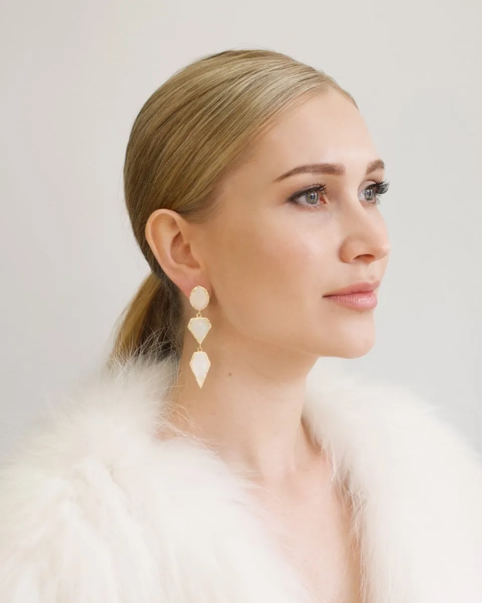 Bridal earrings - Art Deco statement geometric - Opal by Stephanie Browne - at Kezani