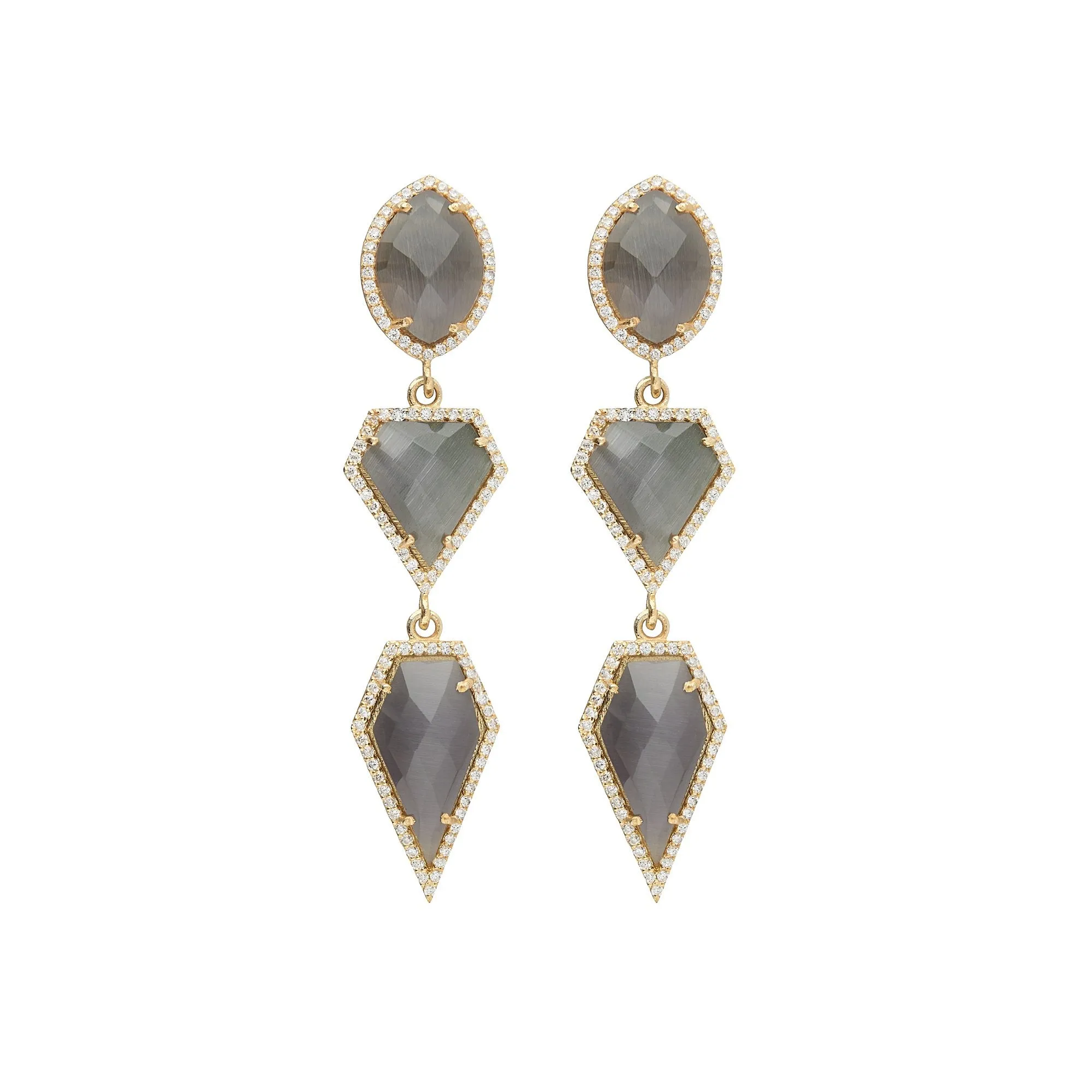 Bridal earrings - Art Deco statement geometric - Opal by Stephanie Browne - at Kezani