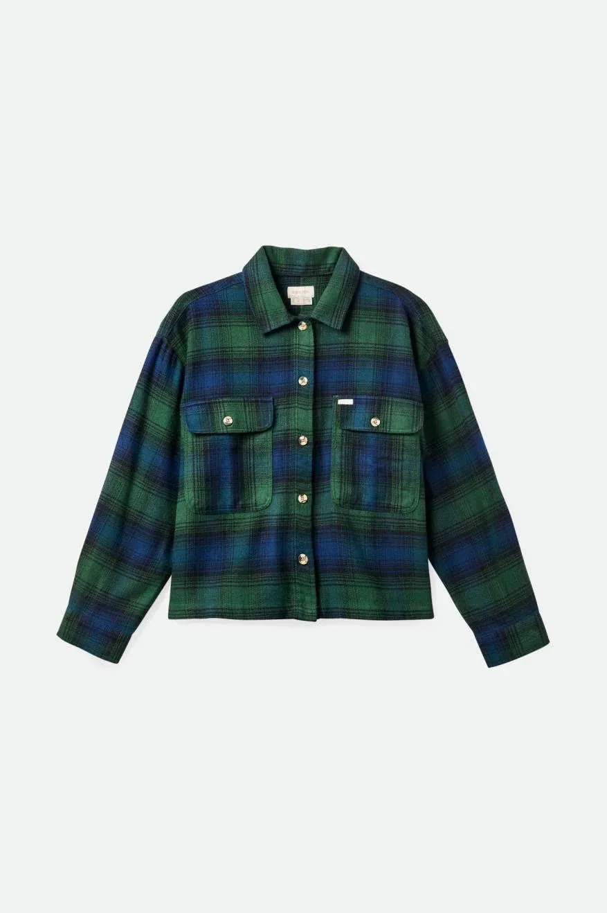 Brixton Bowery Womens LS Flannel PINE NEEDLE / DEEP SEA