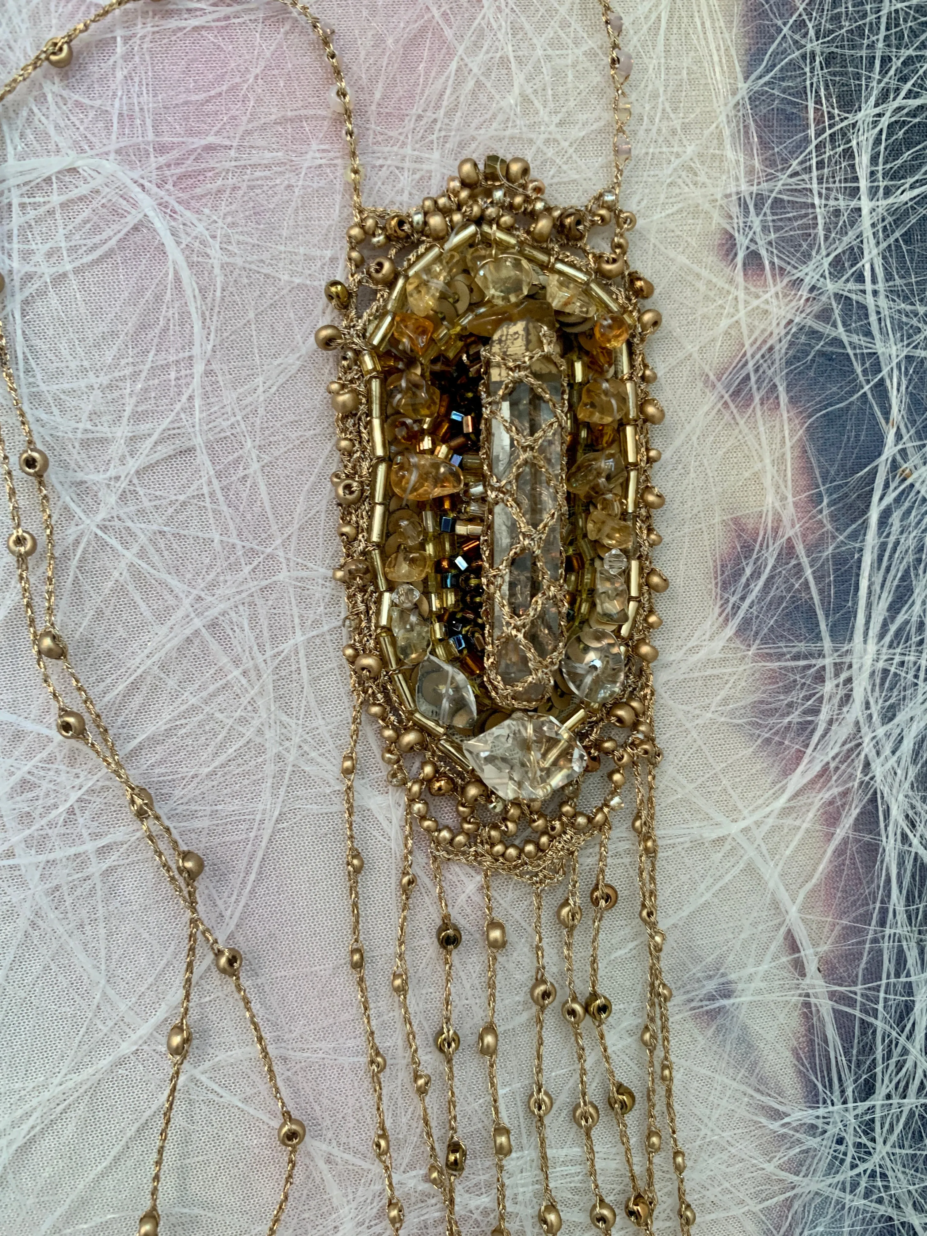 Brooch Fringe Necklace