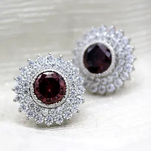 Brown Swarovski Double Halo Stud Earring