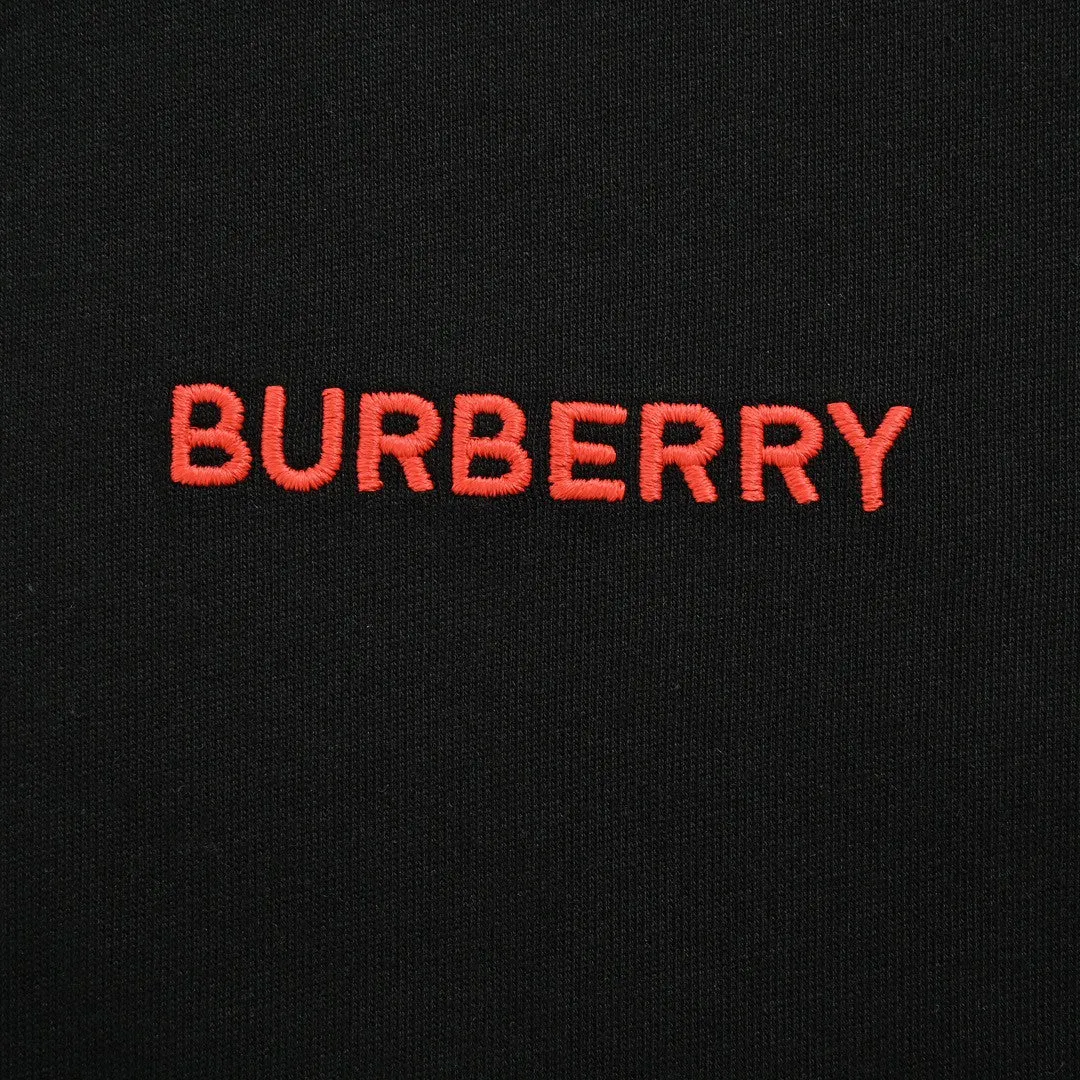 BURBERRY CHECK COLLAR T-SHIRT BLACK