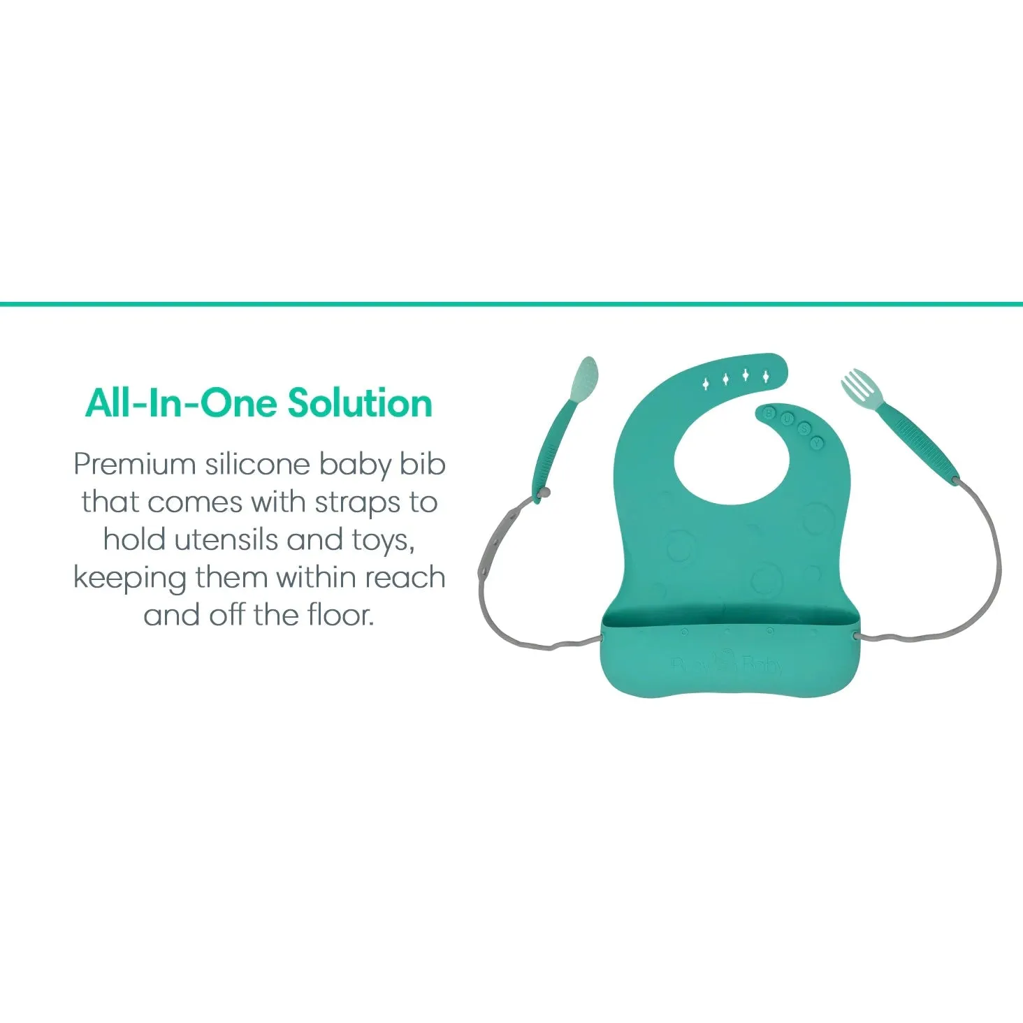 Busy Baby Bungee Bib & Tether System - Pewter