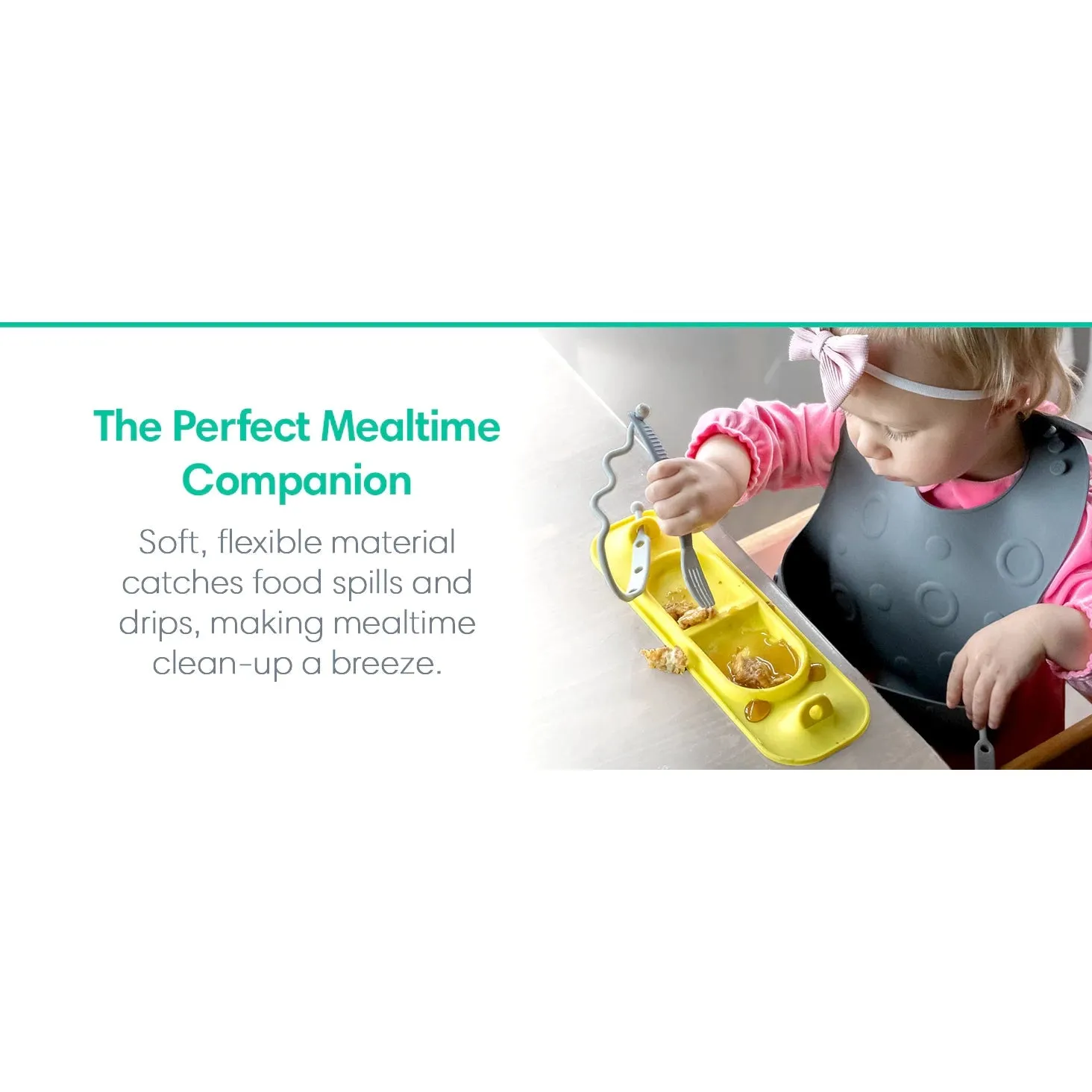 Busy Baby Bungee Bib & Tether System - Pewter