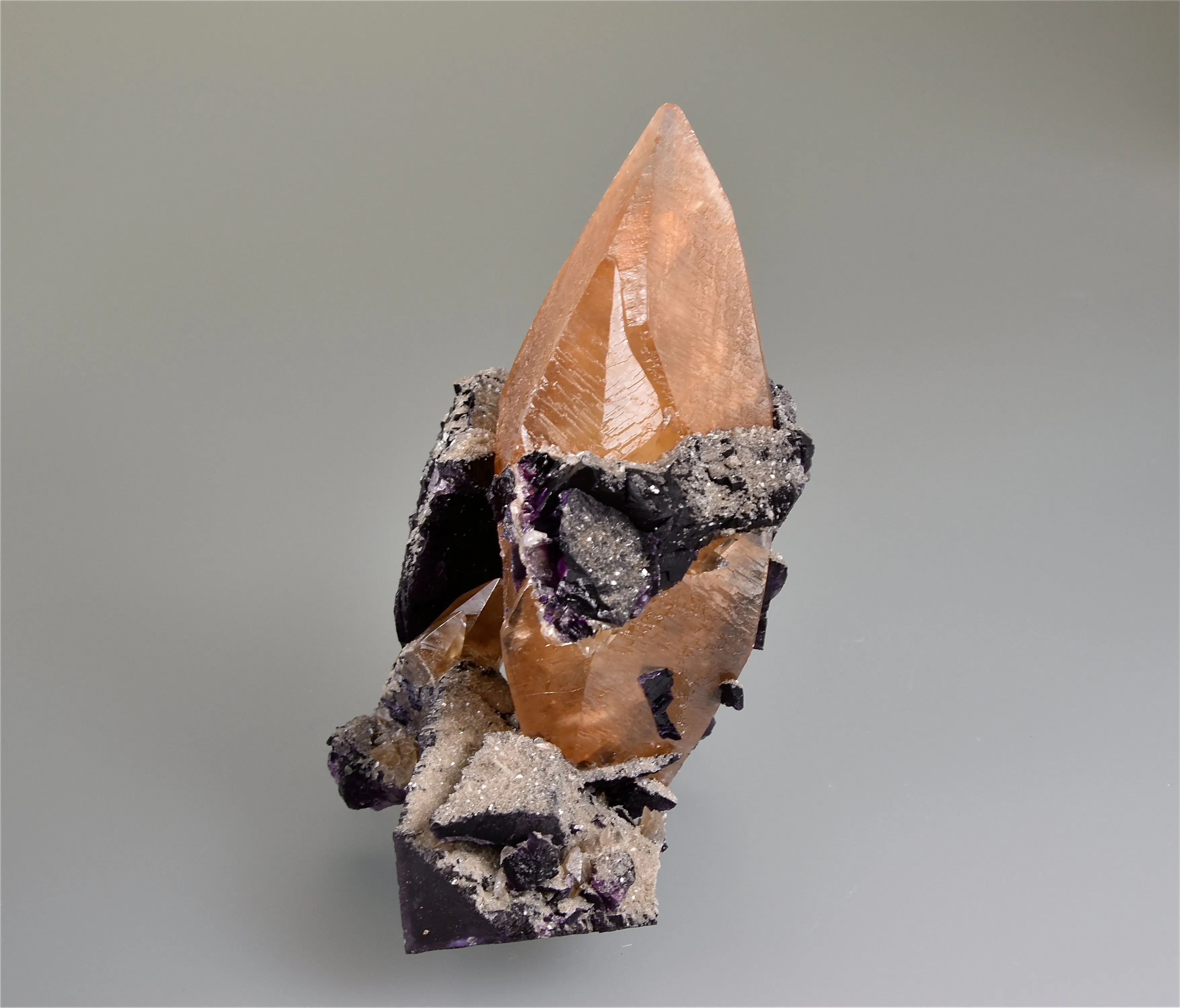Calcite Cementing Fluorite Breccia with Barite, Sub-Rosiclare Level, Denton Mine, Ozark-Mahoning Company, Harris Creek District, Southern Illinois, Mined c. 1983, Ralph Campbell Collection, Small Cabinet 4.5 x 8.0 x 10.0 cm, $350. Online 11/3