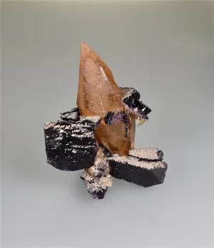 Calcite Cementing Fluorite Breccia with Barite, Sub-Rosiclare Level, Denton Mine, Ozark-Mahoning Company, Harris Creek District, Southern Illinois, Mined c. 1983, Ralph Campbell Collection, Small Cabinet 4.5 x 8.0 x 10.0 cm, $350. Online 11/3