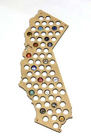 California Beer Cap Map, Holder, Father's Day, Gift  for Him Handmade