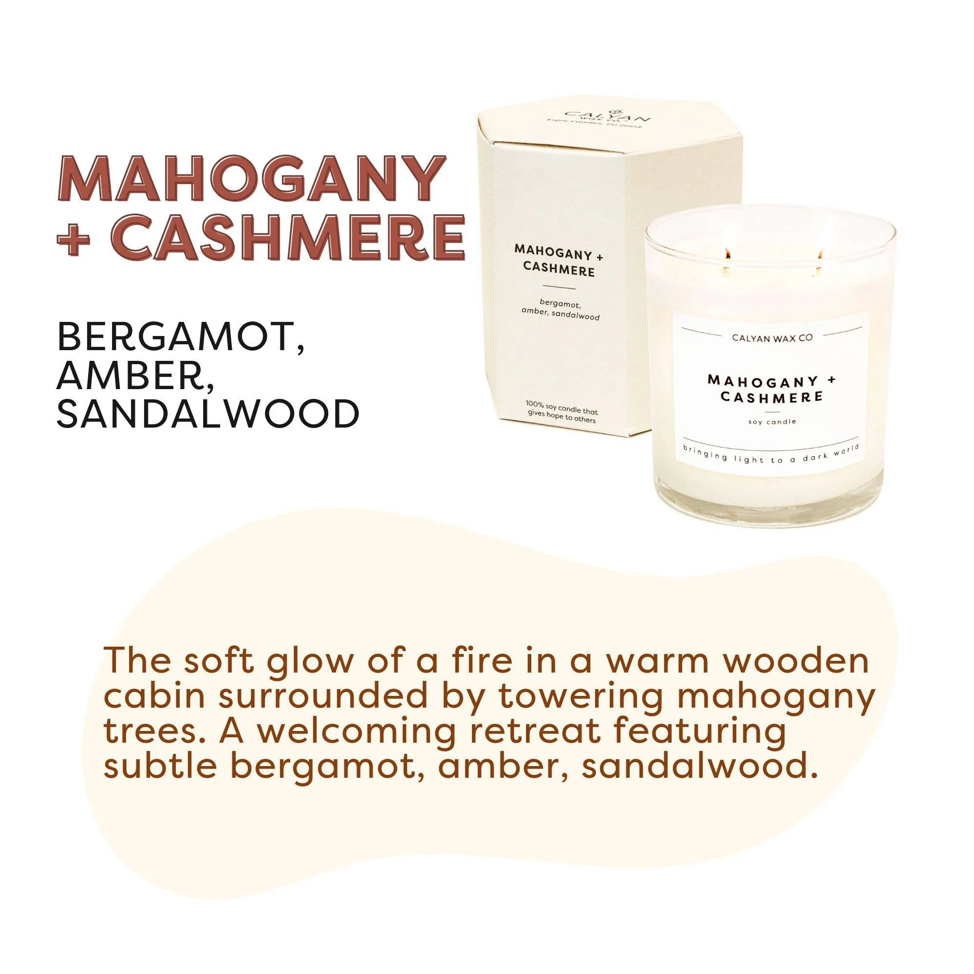 Calyan Wax Co. - Mahogany   Cashmere - Glass Tumbler Soy Candle