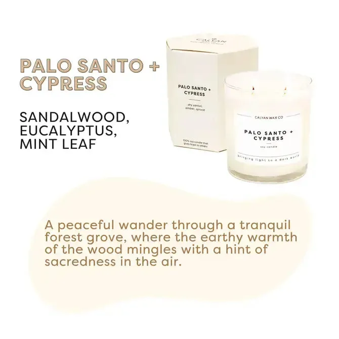 Calyan Wax Co. - Palo Santo   Cypress - Glass Tumbler Soy Candle
