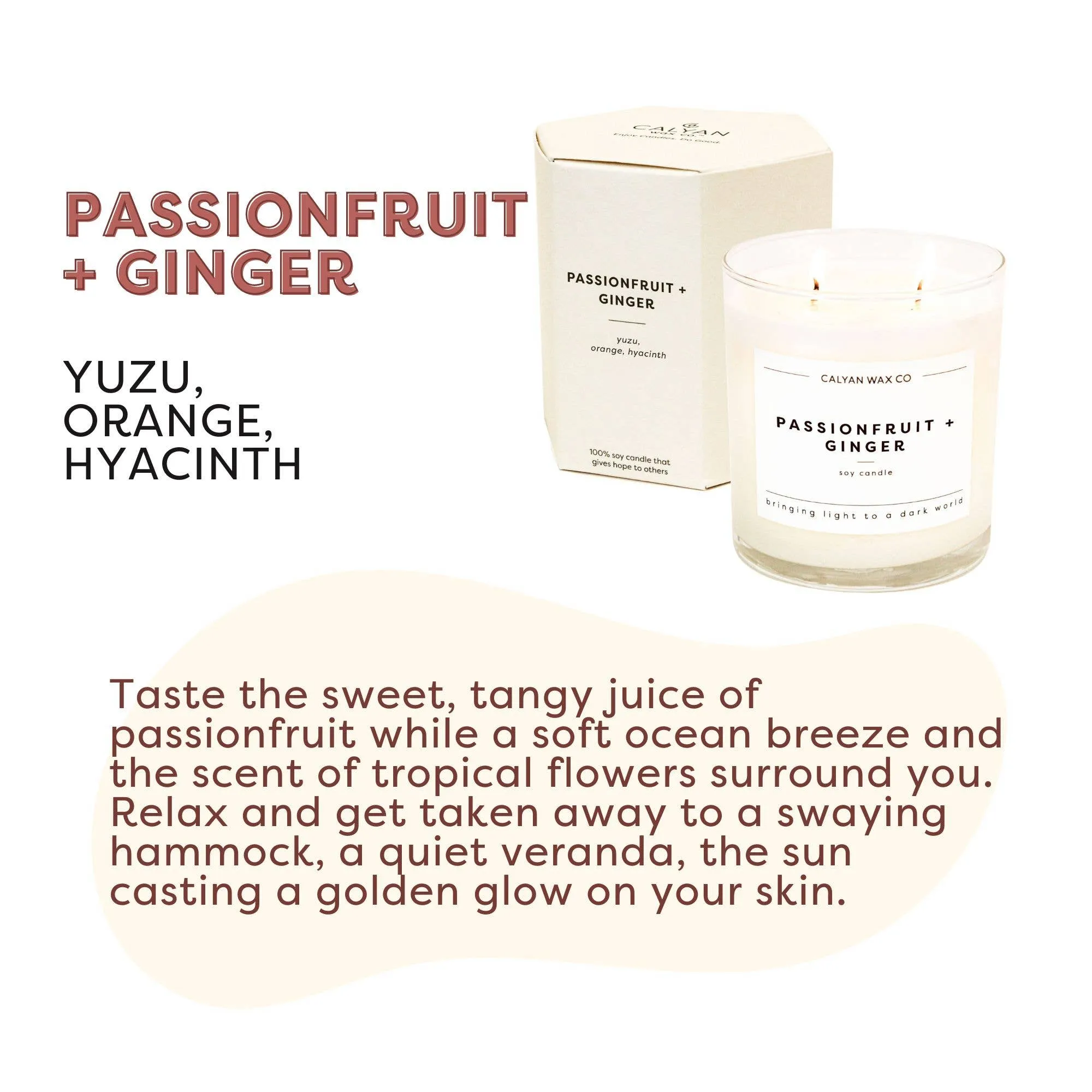 Calyan Wax Co. - Passionfruit   Ginger - Glass Tumbler Soy Candle