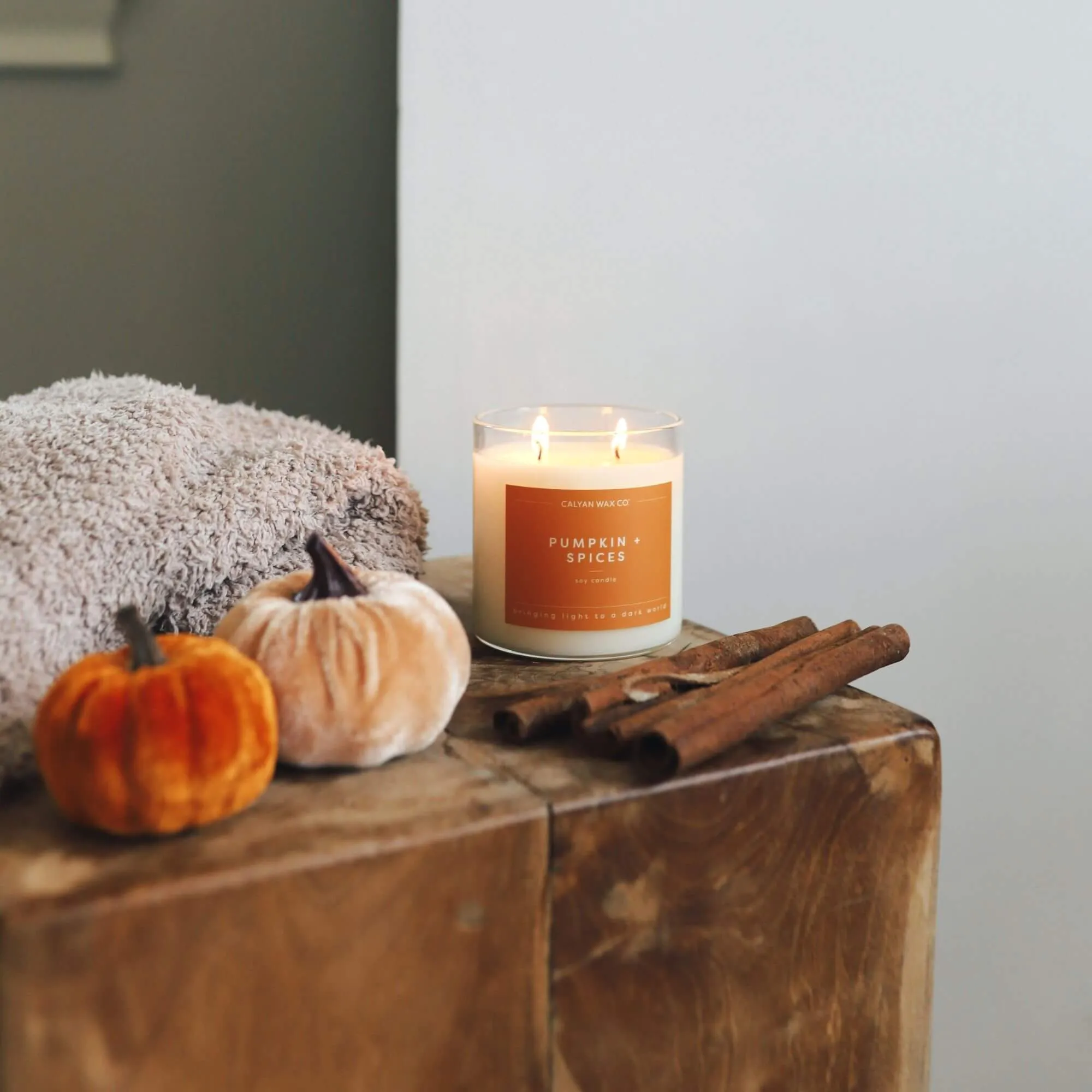 Calyan Wax Co. - Pumpkin   Spices - Clear Glass Tumbler Soy Candle