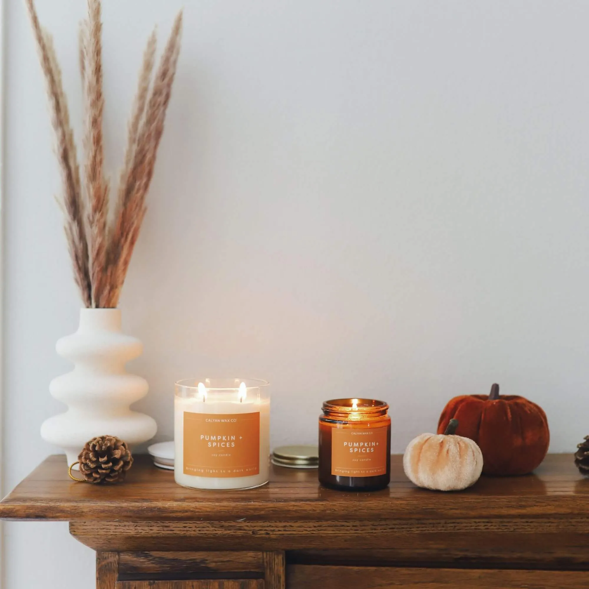 Calyan Wax Co. - Pumpkin   Spices - Clear Glass Tumbler Soy Candle